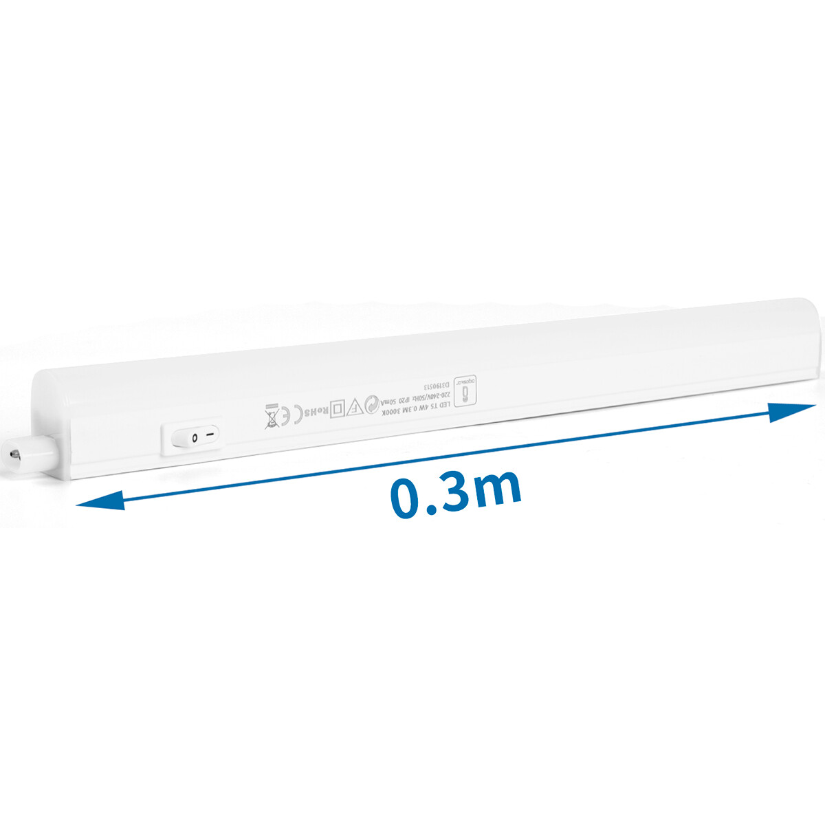 Réglette LED avec Tube T5 - Aigi Timola - 30cm Simple - 4W - Connectable - Blanc Froid 6500K - Mat Blanc - Plastique