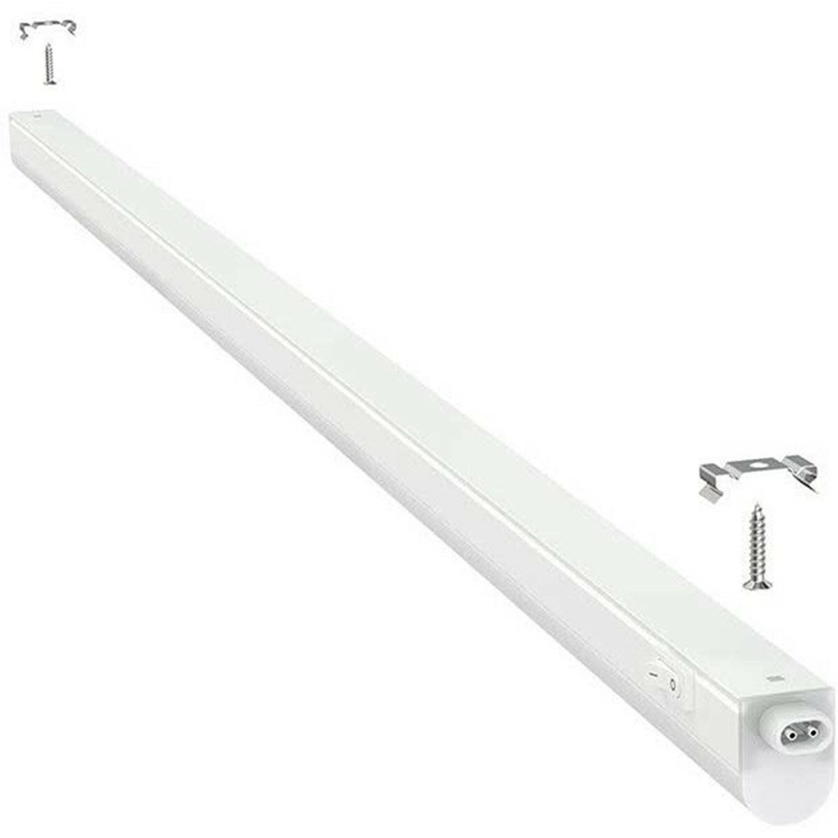 Réglette LED avec Tube T5 - Aigi Timola - 60cm Simple - 8W - Connectable - Blanc Froid 6500K - Mat Blanc - Plastique