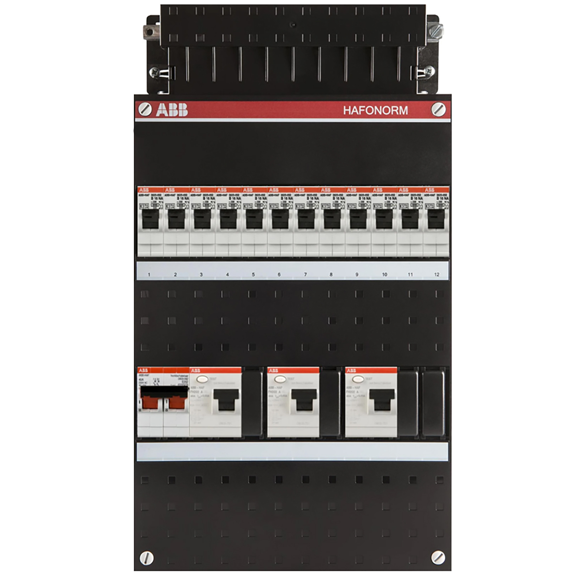 ABB Tableau de Répartition Hafonorm - 12 modules avec 3x 30mA + Interrupteur Principal 1P - 1SPF006905F0769