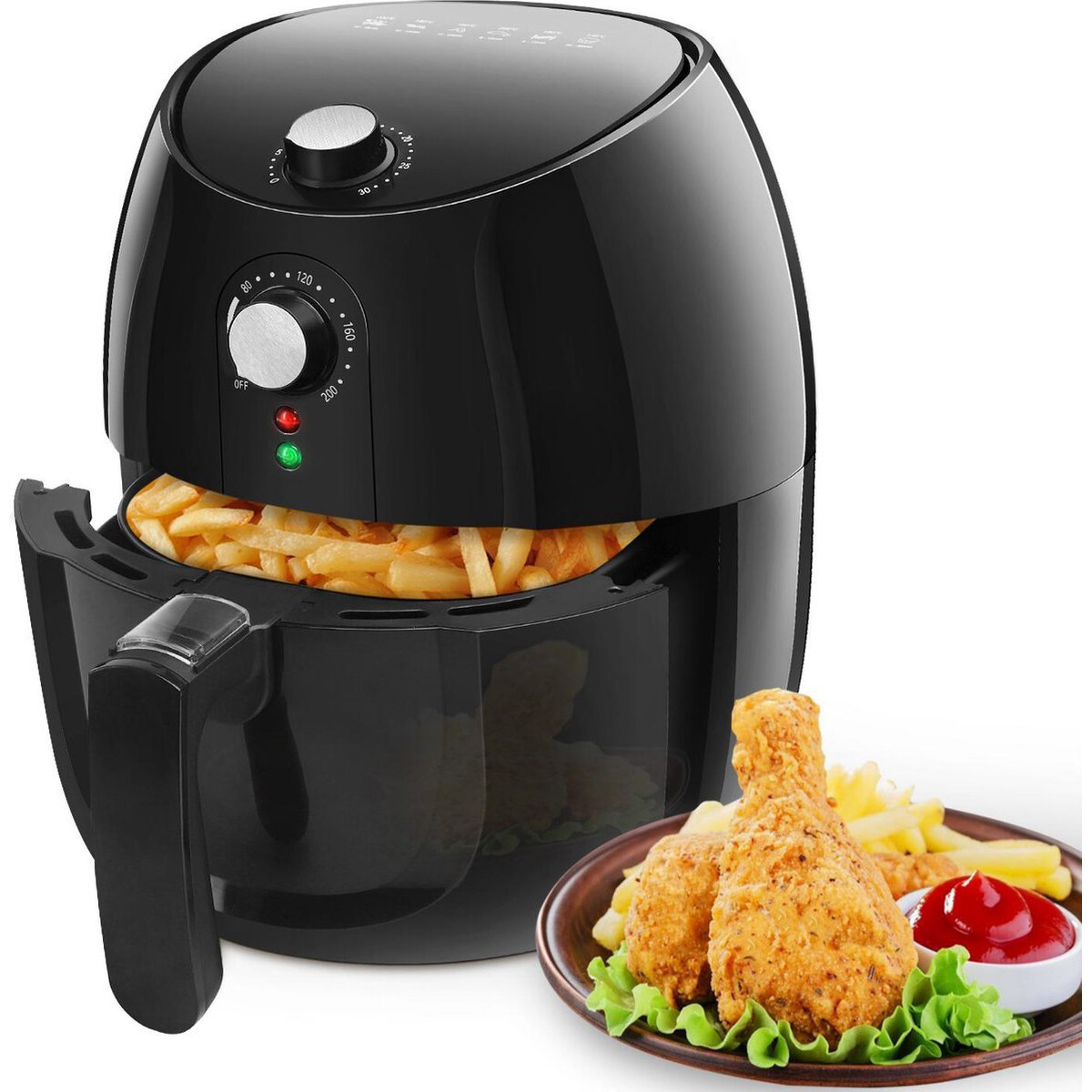 Friteuse à air chaud - Aigi Hida - Friteuse à Air Chaud - Minuteur - 3.5 Litres - Noir