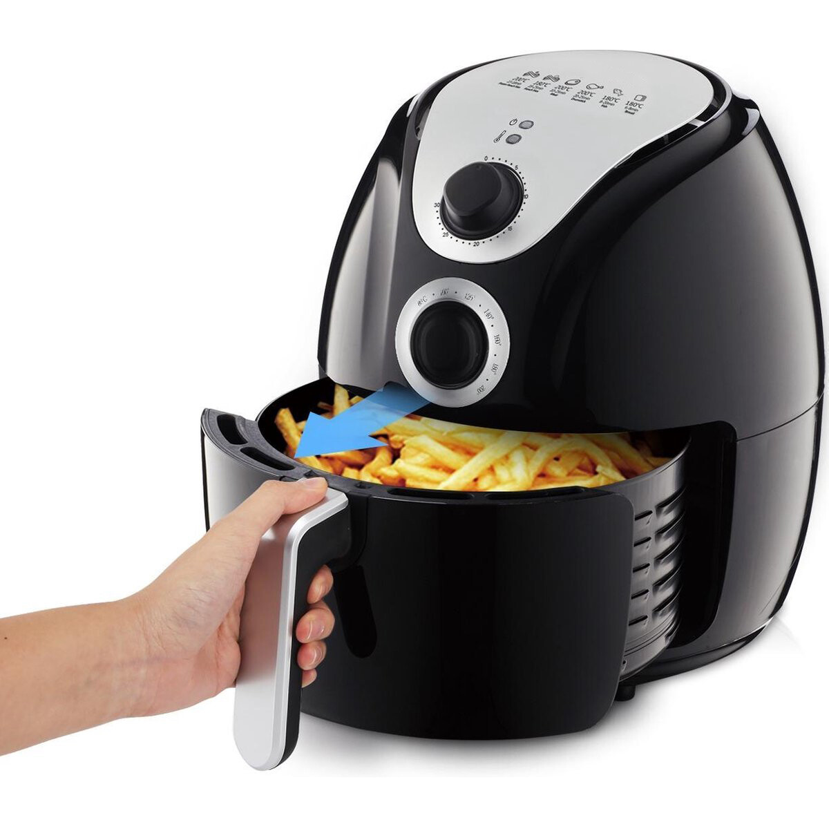 Friteuse à air chaud - Aigi Hunra - Friteuse à Air Chaud - Minuteur - 3.5 Litres - Noir