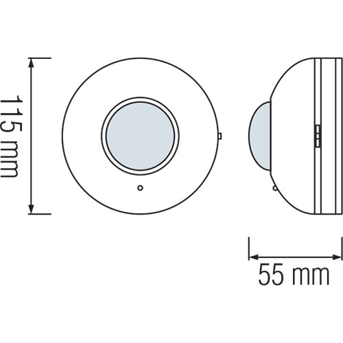 Détecteur de Mouvement - En Saillie Rond - Mat Noir Plastique - 360° 6m