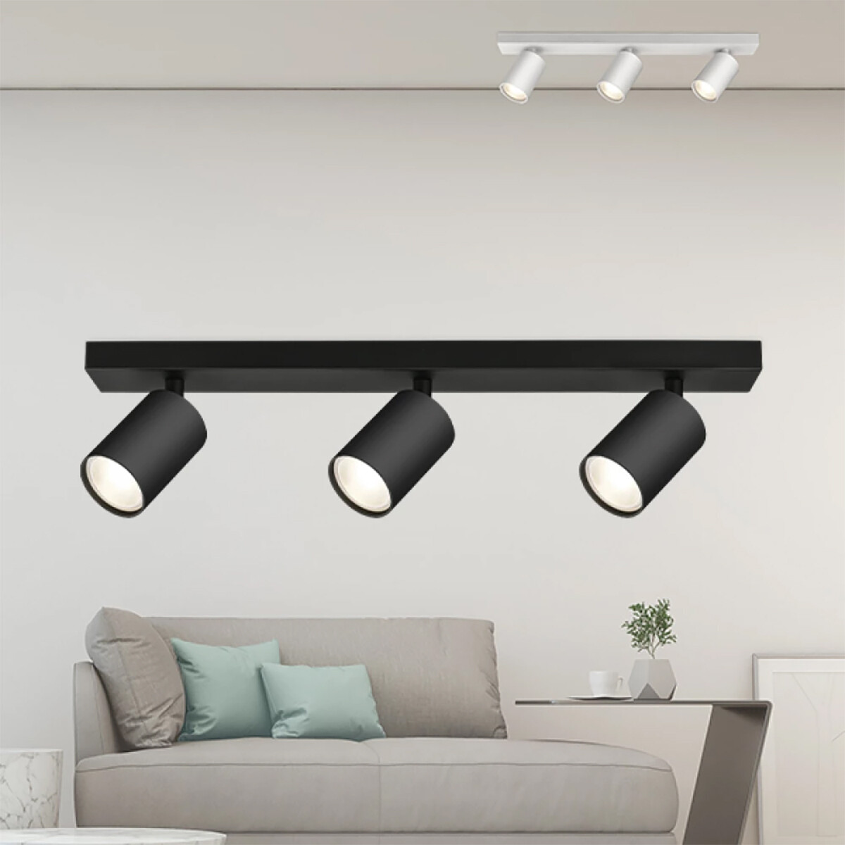 Spot de plafond LED - Brinton Betin - Douille GU10 - 3-lumières - Rond - Mat Noir - Inclinable - Aluminium