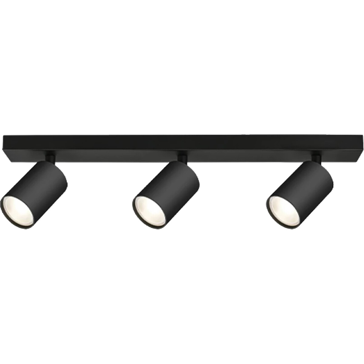 Spot de plafond LED - Brinton Betin - Douille GU10 - 3-lumières - Rond - Mat Noir - Inclinable - Aluminium