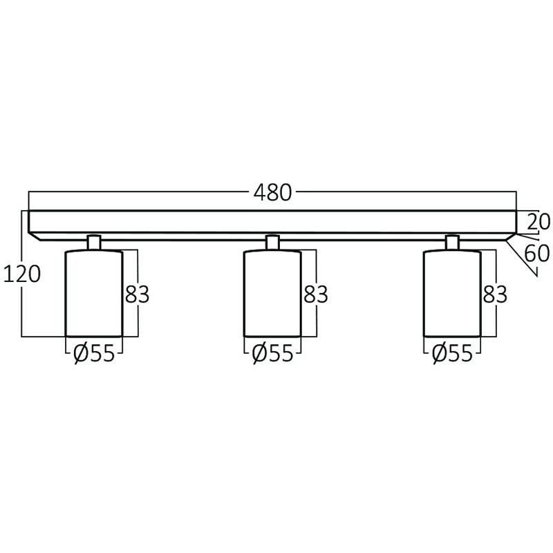 Spot de plafond LED - Brinton Betin - Douille GU10 - 3-lumières - Rond - Mat Noir - Inclinable - Aluminium