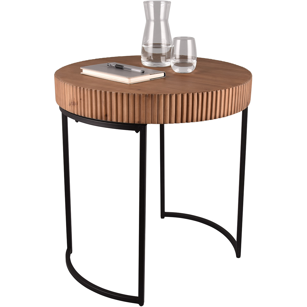 Table d'Appoint - Trion Angi XL - Ronde - Noir Marron - Métal