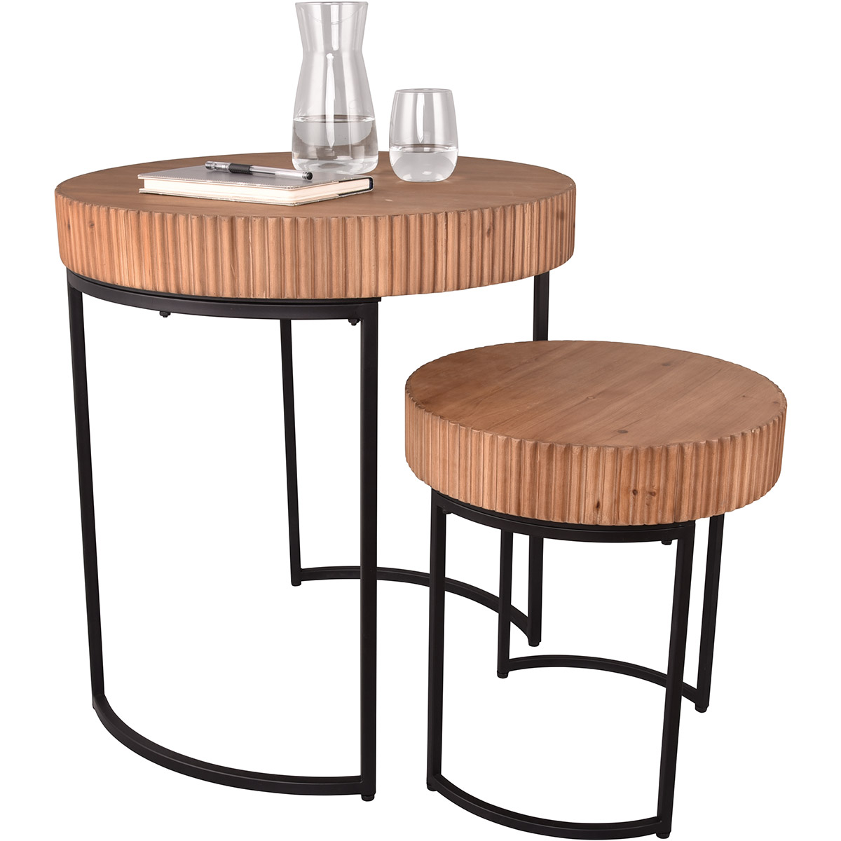 Table d'Appoint - Trion Angi XL - Ronde - Noir Marron - Métal