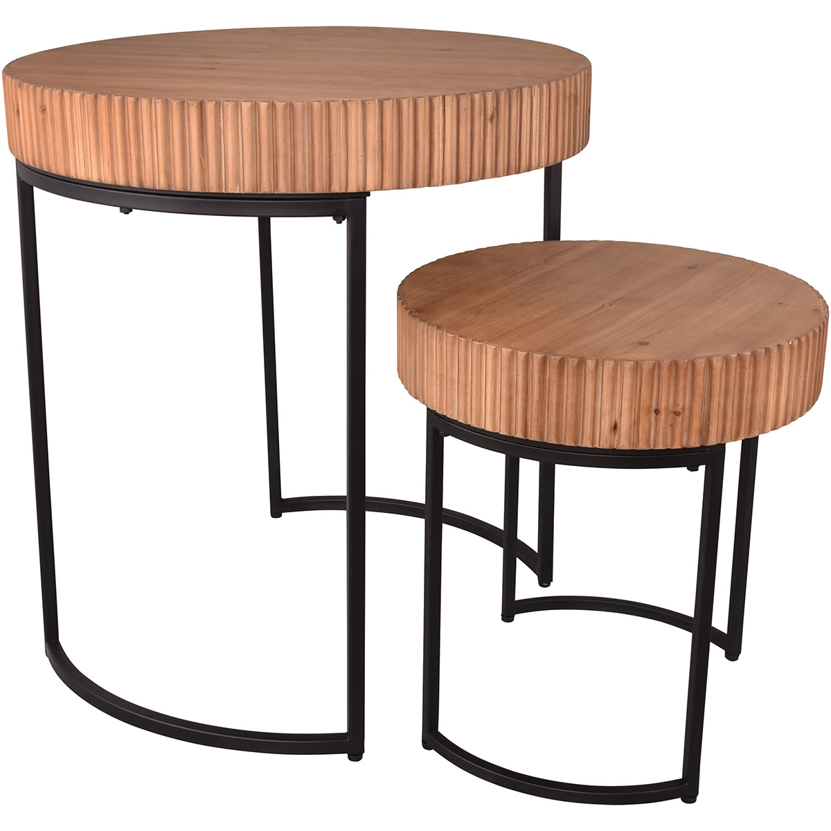 Table d'Appoint - Trion Angi XL - Ronde - Noir Marron - Métal