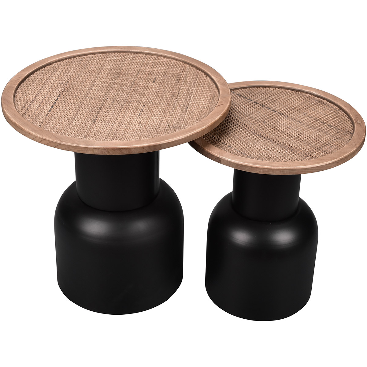 Table d'Appoint - Trion Rondo - Plateau en Bois - Noir - Métal