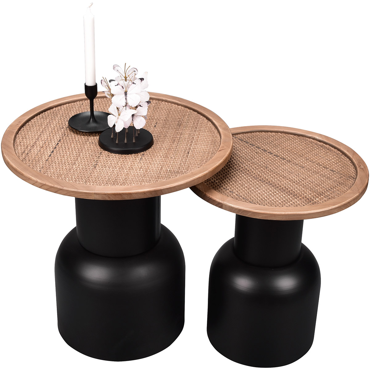 Table d'Appoint - Trion Rondo - Plateau en Bois - Noir - Métal