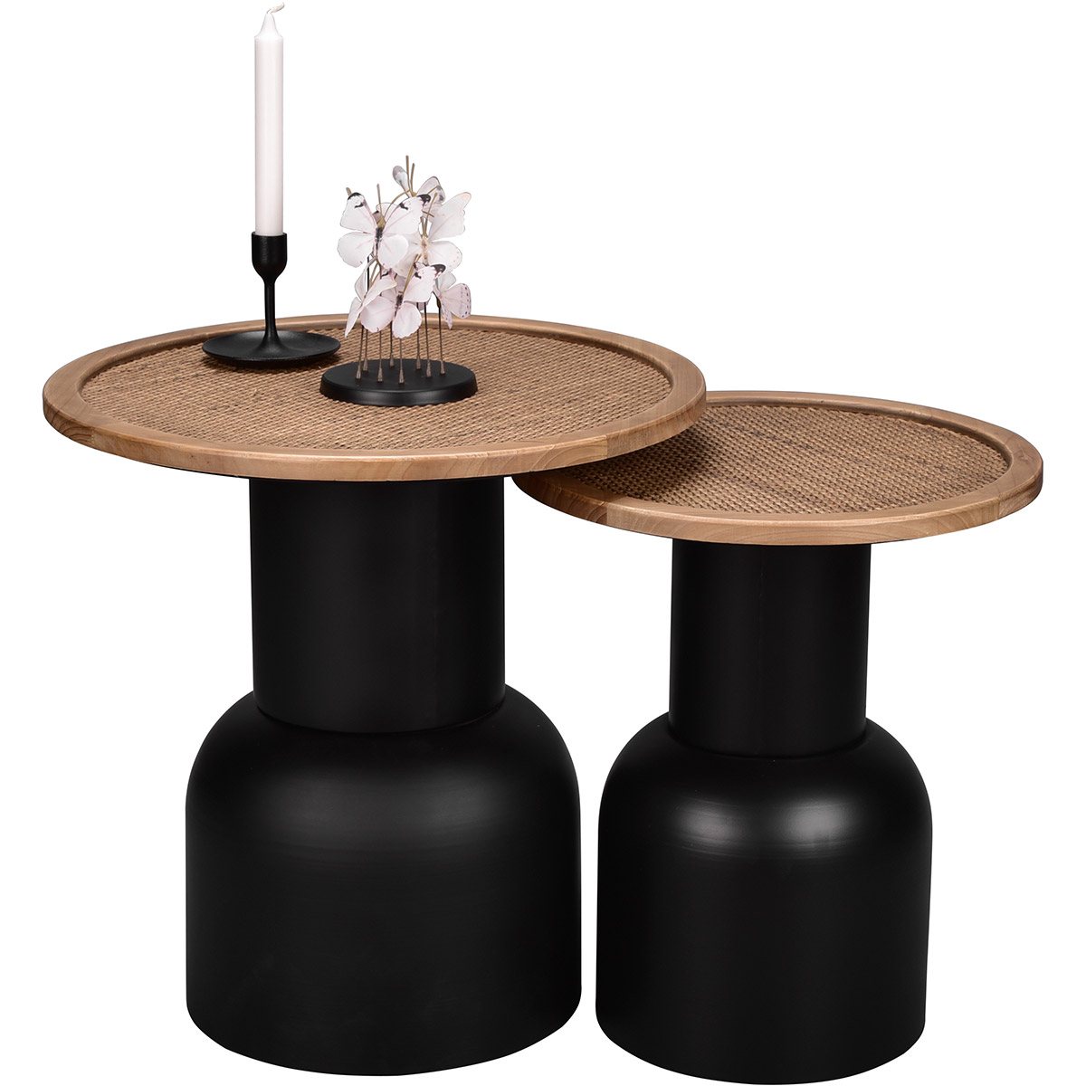 Table d'Appoint - Trion Rondo - Plateau en Bois - Noir - Métal