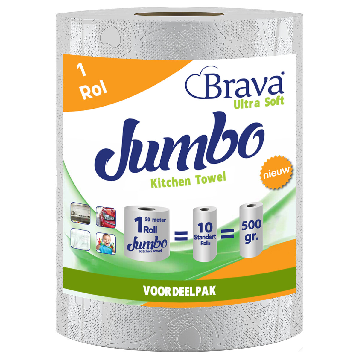 Brava - Essuie-tout Super - 1 Rouleau Maxi XXL - Essuie-tout Ultra Absorbant - Rouleau Ultra Clean - Pack Avantageux