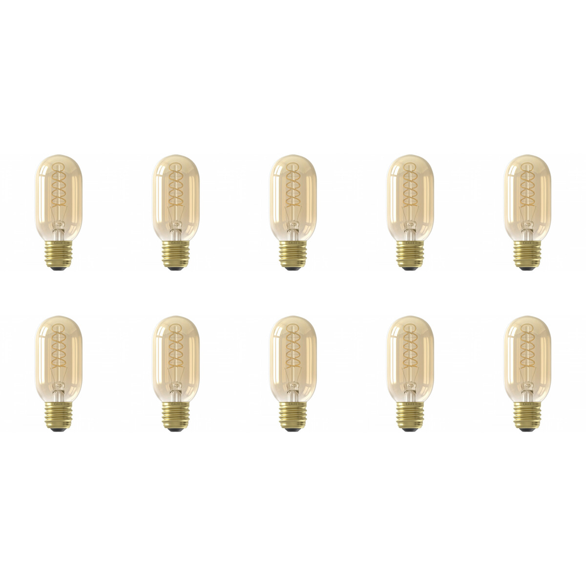 CALEX - Pack de 10 Lampes LED - Lampe Tube LED - Filament - Douille E27 - Dimmable - 4W - Blanc Chaud 2100K - Ambre