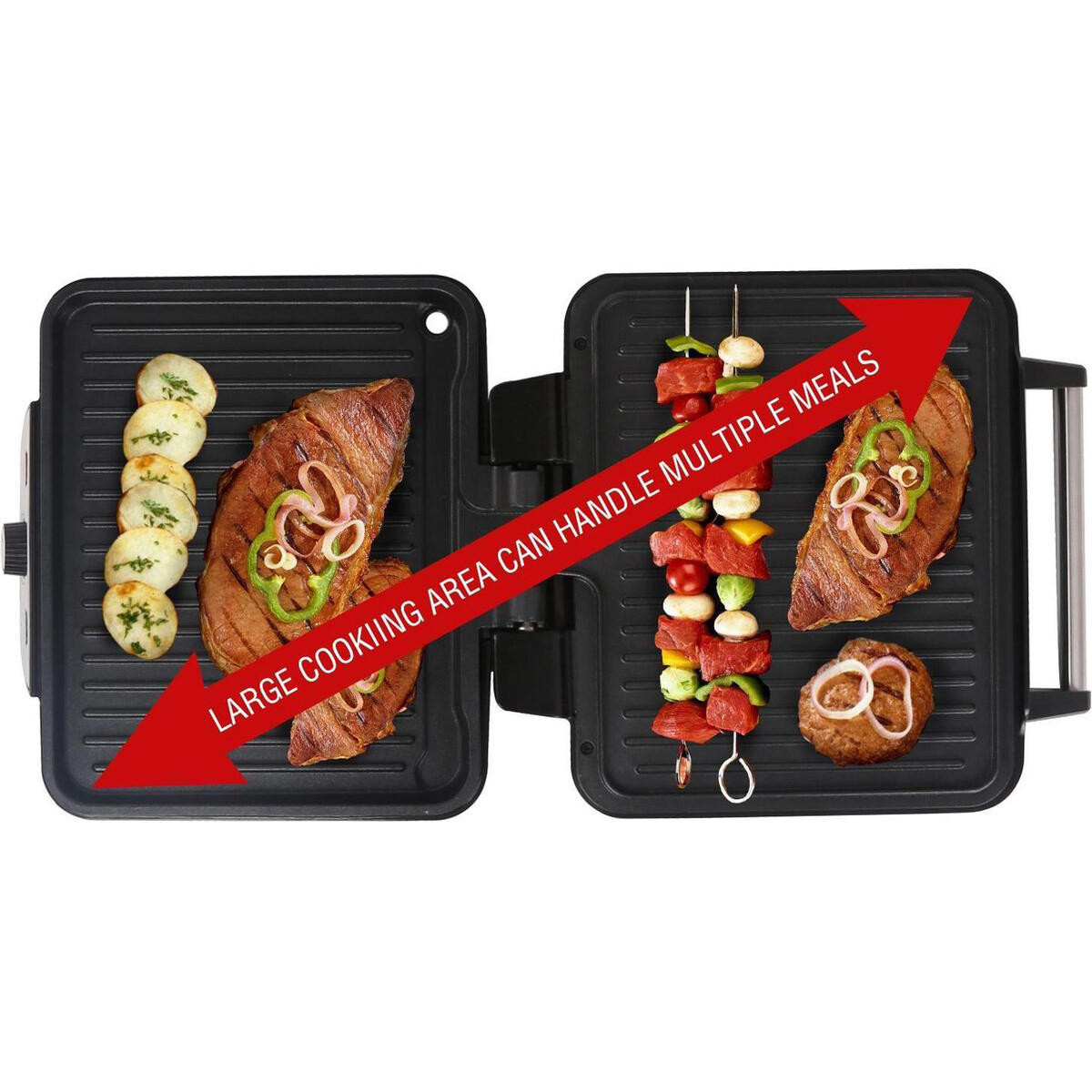 Grill de contact - Appareil à Croque-Monsieur - Aigi Cale - Toucher Froid - Inox - Noir/Argent