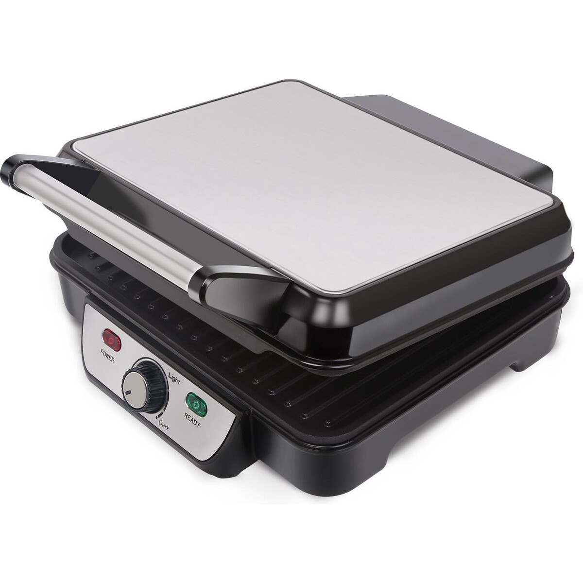 Grill de contact - Appareil à Croque-Monsieur - Aigi Cale - Toucher Froid - Inox - Noir/Argent