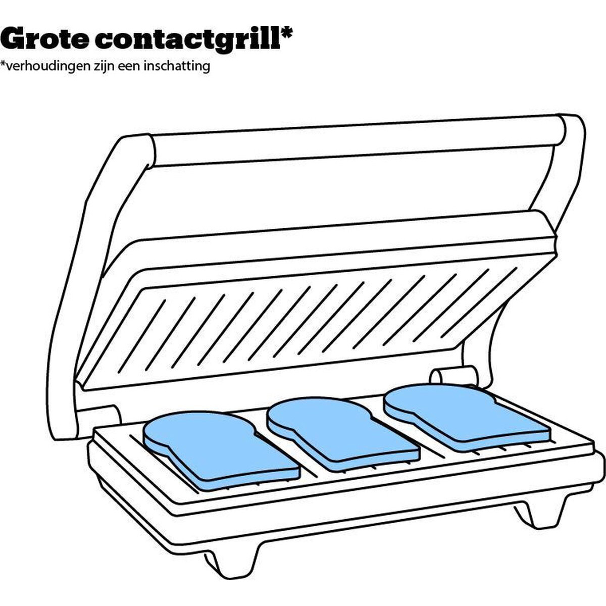 Grill de contact - Appareil à Croque-Monsieur - Aigi Hitty - Toucher Froid - Inox - Noir/Argent