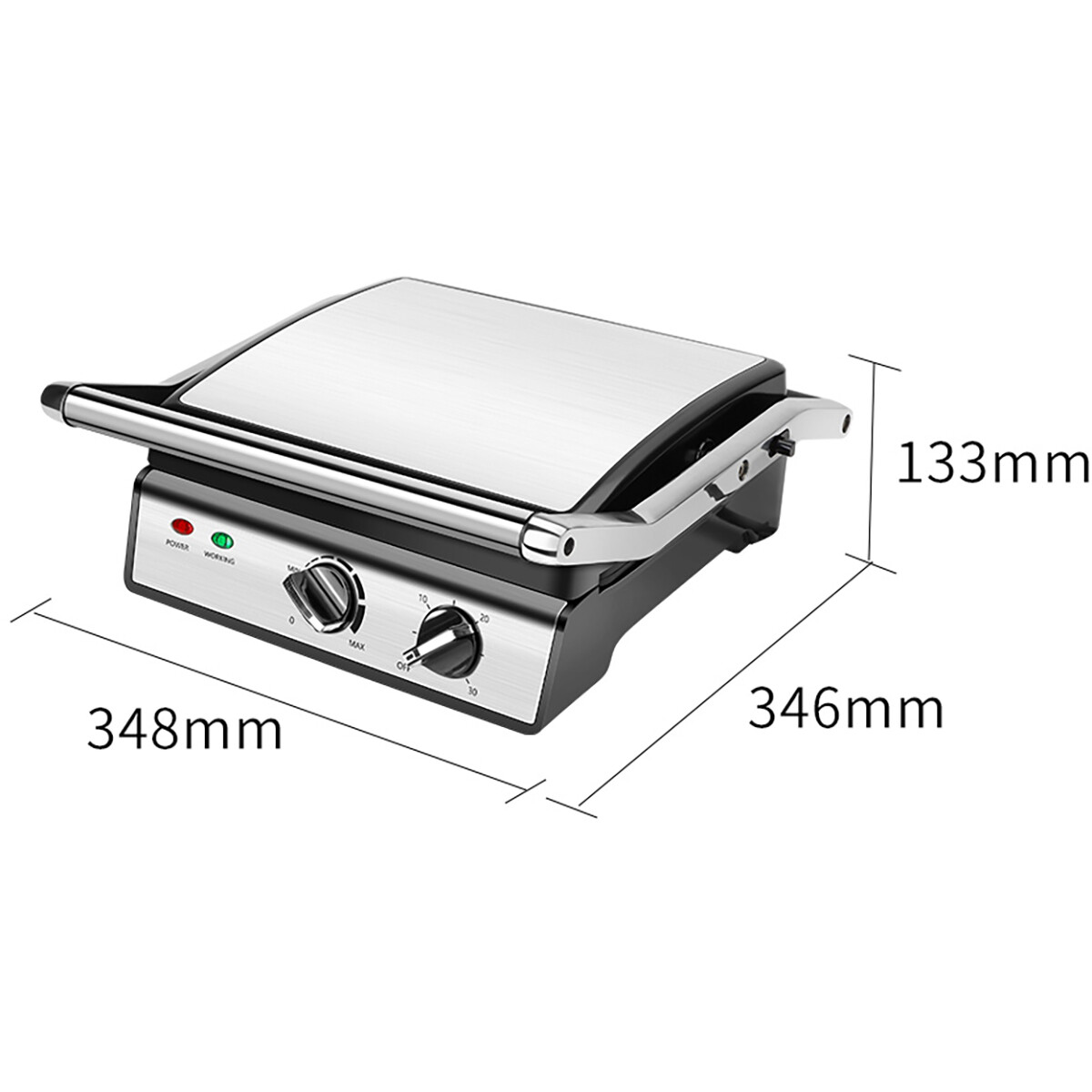 Grill de contact - Appareil à Croque-Monsieur - Aigi Mixo - Toucher Froid - Minuteur - Inox - Noir/Argent