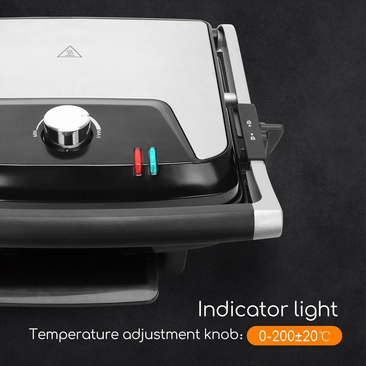 Grill de contact - Appareil à Croque-Monsieur - Aigi Uzana - Toucher Froid - Inox - Noir/Argent