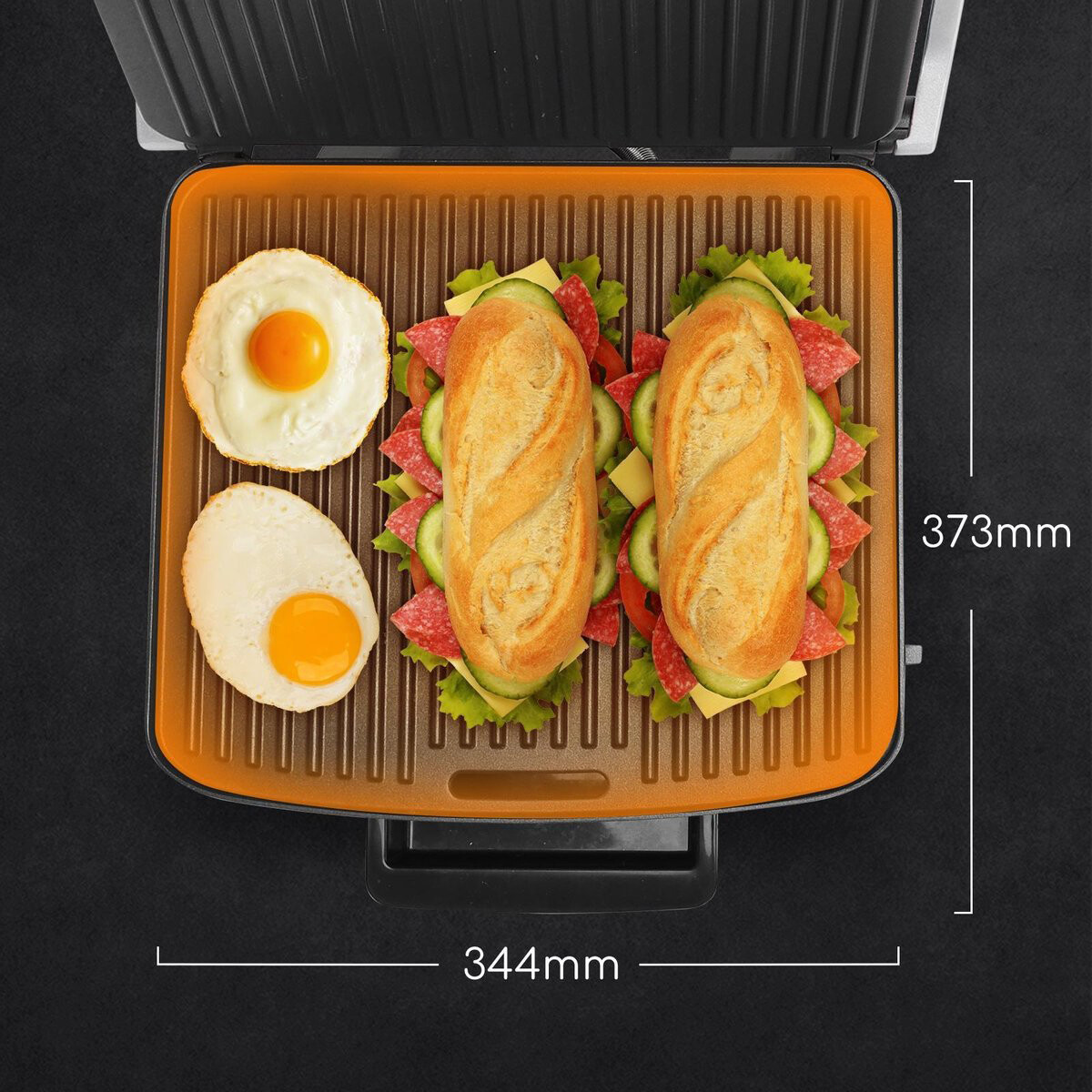 Grill de contact - Appareil à Croque-Monsieur - Aigi Uzana - Toucher Froid - Inox - Noir/Argent