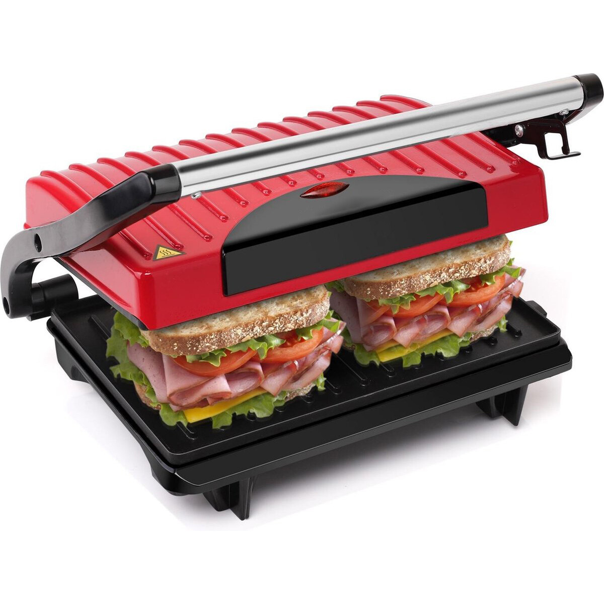 Grill de contact - Appareil à Croque-Monsieur - Aigi Wirmo - Toucher Froid - Inox - Rouge