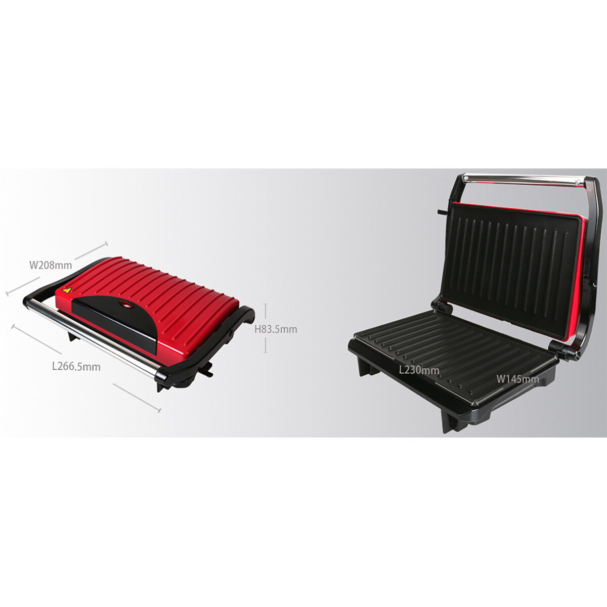 Grill de contact - Appareil à Croque-Monsieur - Aigi Wirmo - Toucher Froid - Inox - Rouge