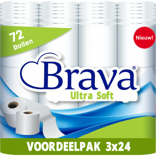 Papier Toilette 72 Rouleaux - Brava - MEGA-PACK - Papier Toilette Confort - Pack d'économie de rouleaux de papier toilette - Bundle d'économie de rouleaux de toilette