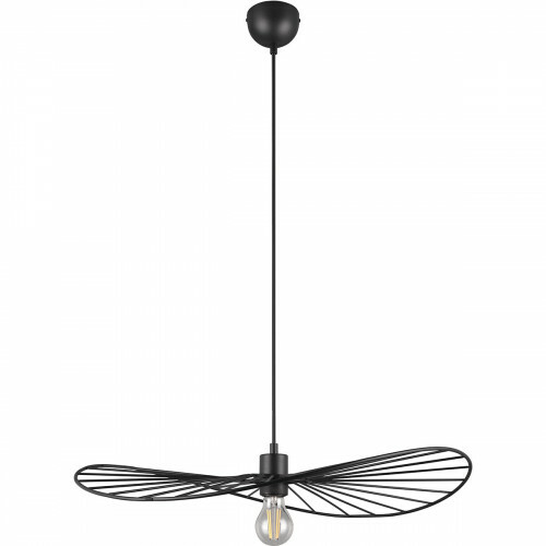 Lampe suspendue LED - Trion Aupe - Douille E27 - 1-lumière - Rond - Mat Noir - Métal