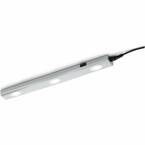 Éclairage sous placard de cuisine LED - Trion Arigany - 3W - Connectable - Blanc Chaud 3000K - 3-lumières - Rectangle - Mat Gris