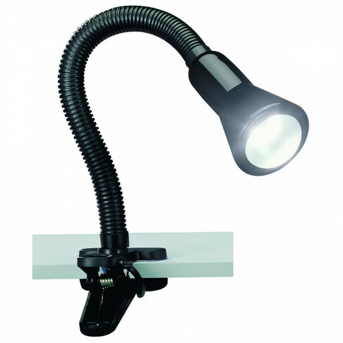 Lampe à Pince LED - Trion Fexy - Douille E14 - Noir Brillant - Plastique