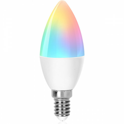 Lampe LED - LED Intelligente - Aigi Lexus - Bulb C37 - 6.5W - Douille E14 - LED Wifi + Bluetooth - RGB + Couleur de lumière ajustable - Mat Blanc - Plastique