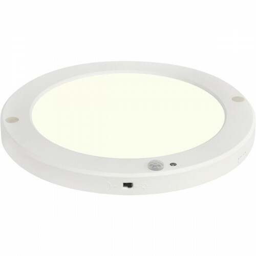 Plafonnier LED avec Détecteur de Mouvement + Interrupteur Crépusculaire - 18W - Blanc Neutre 4000K - Angle de Détection 360° - Saillie/Encastré - Rond - Blanc Mat