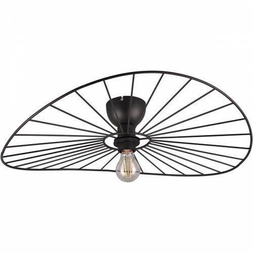 Plafonnier LED - Éclairage de plafond - Trion Apea - Douille E27 - 1-lumière - Rond - Mat Noir - Métal