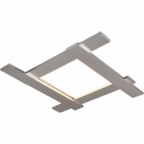 Plafonnier LED - Éclairage de Plafond - Trion Balfy - 20W - Blanc Chaud 3000K - Carré - Mat Nickel - Aluminium