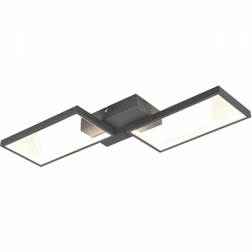 Plafonnier LED - Éclairage de Plafond - Trion Civa - 14W - Blanc Chaud 3000K - Dimmable - Rectangle - Mat Noir - Aluminium