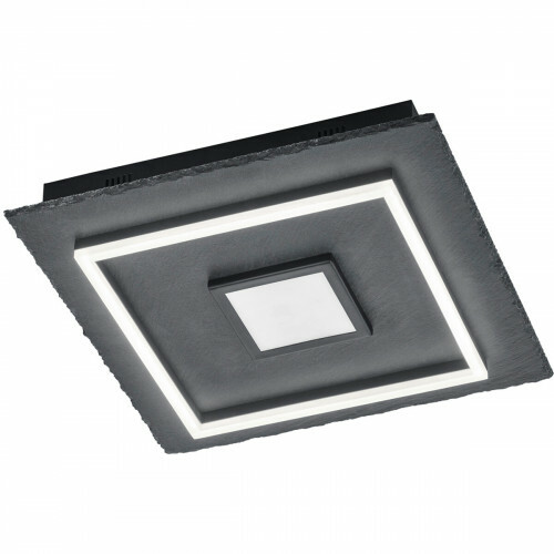Plafonnier LED - Éclairage de Plafond - Trion Corba - 31W - Blanc Chaud 3000K - Dimmable - Carré - Mat Noir - Ardoise