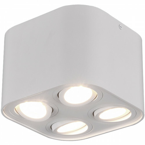 Plafonnier LED - Éclairage de Plafond - Trion Cosmin - Douille GU10 - 4-lumières - Carré - Mat Blanc - Aluminium