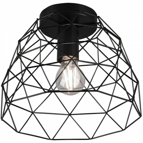 Plafonnier LED - Éclairage de Plafond - Trion Hiva - Douille E27 - 1-lumière - Rond - Mat Noir - Aluminium