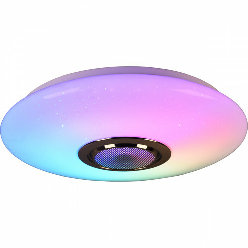 Plafonnier LED - Éclairage de Plafond - Trion Minan - 15.5W - RGBW - Dimmable - Couleur de lumière ajustable - Télécommande - Haut-parleur Bluetooth - Lumière Étoile - Rond - Mat Blanc - Plastique