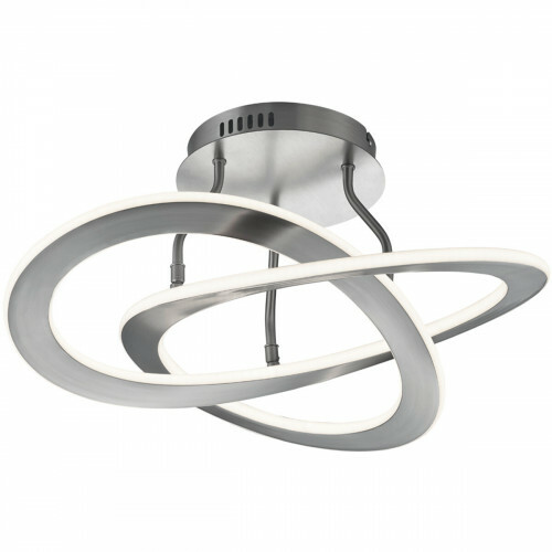 Plafonnier LED - Éclairage de Plafond - Trion Oaky - 40W - Blanc Chaud 3000K - Dimmable - Rond - Mat Nickel - Aluminium