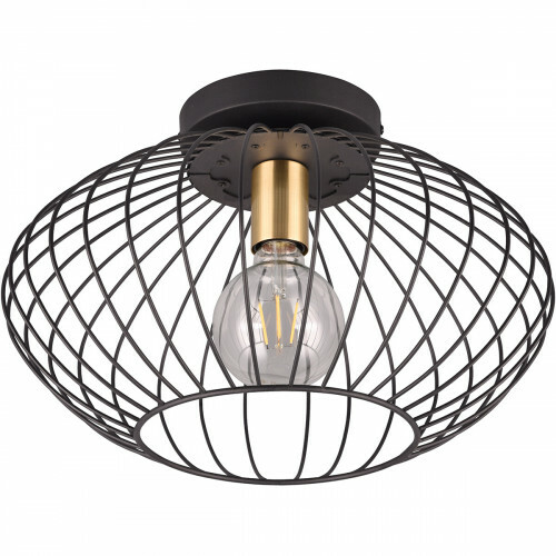 Plafonnier LED - Éclairage de plafond - Trion Rigo - Douille E27 - 1-lumière - Ronde - Noir mat - Métal