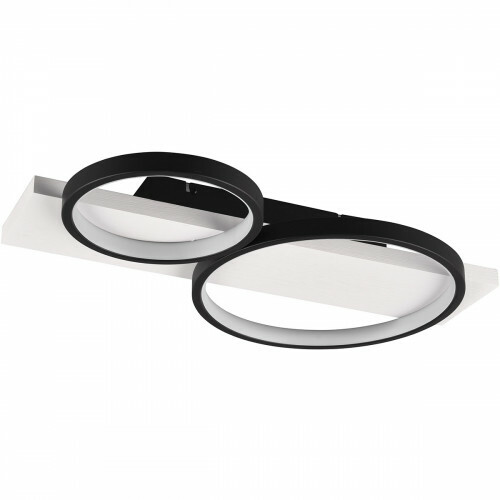 Plafonnier LED - Trion Rameda - 26W - Blanc Chaud 3000K - Dimmable - Rond Rectangulaire - Noir Mat - Métal