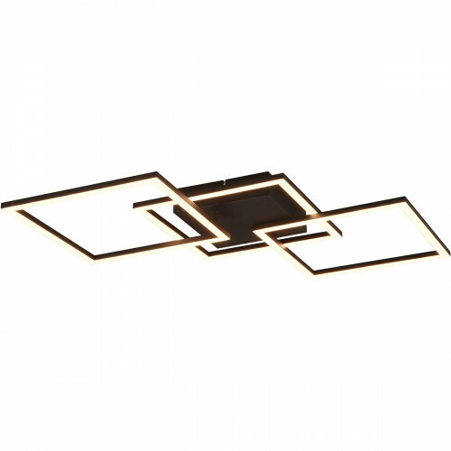 Plafonnier LED - Trion Square - 31W - Blanc Chaud 3000K - Carré - Noir Mat - Métal