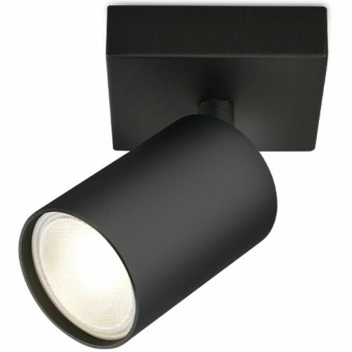 Spot de plafond LED - Brinton Betin - Douille GU10 - 1-lumière - Rond - Mat Noir - Inclinable - Aluminium - Philips - CorePro 827 36D - 4.6W - Blanc Chaud 2700K