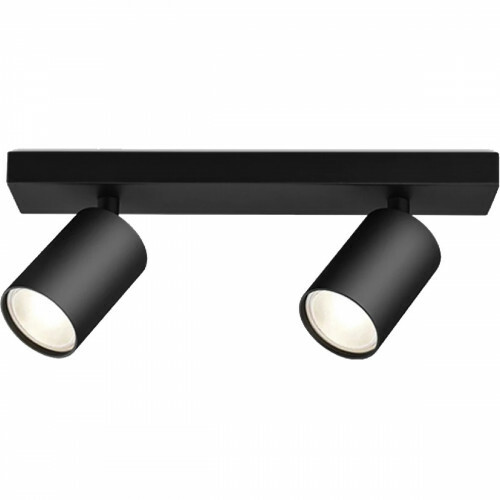 Spot de plafond LED - Brinton Betin - Douille GU10 - 2-lumières - Rond - Mat Noir - Inclinable - Aluminium - Philips - CorePro 827 36D - Dimmable - 8W - Blanc Chaud 2700K