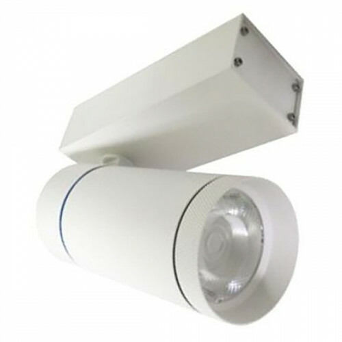 Éclairage sur rail LED - Spot sur Rail - Facto - 30W 3 Phases - Rond - Blanc Neutre 4000K - Mat Blanc Aluminium