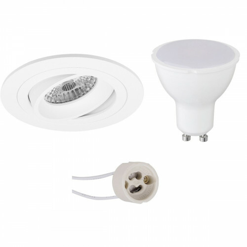 Set de spots LED - Pragmi Alpin Pro - Douille GU10 - Rond Encastré - Mat Blanc - 4W - Blanc Neutre 4200K - Inclinable Ø92mm