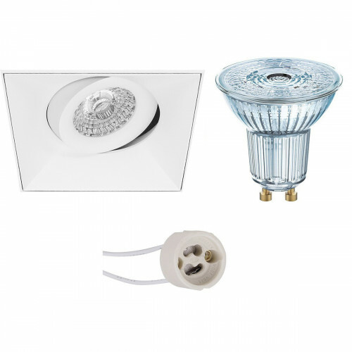 Set de spots LED - LEDVANCE Parathom PAR16 940 36D - Pragmi Nivas Pro - Douille GU10 - Dimmable - Carré Encastré - Mat Blanc - 5.5W - Blanc Neutre 4000K - Sans Cadre - Inclinable - 150mm