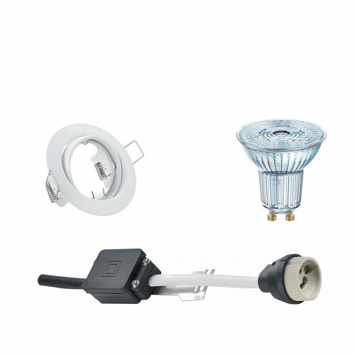 Set de spots LED - LEDVANCE Parathom PAR16 930 36D - Douille GU10 - Dimmable - Rond Encastré - Mat Blanc - 3.7W - Blanc Chaud 3000K - Inclinable Ø83mm