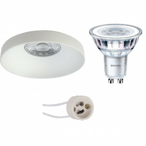 Set de spots LED - Pragmi Vrito Pro - Douille GU10 - Rond Encastré - Mat Blanc - Ø82mm - Philips - CorePro 830 36D - 5W - Blanc Chaud 3000K - Dimmable