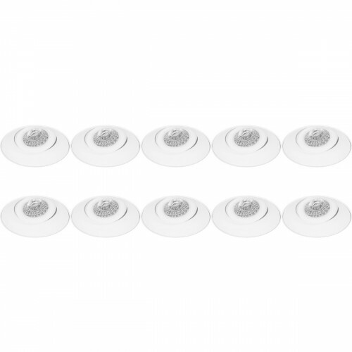 Support Spot 10 Pack - Pragmi Nivas Pro - Spot Encastré GU10 - Rond - Blanc - Aluminium - Sans Cadre - Inclinable - Ø150mm